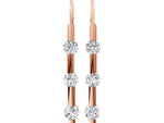 Rose gold Round Diamond Bar Drop Earrings with Bezel Setting