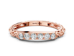 Rose gold Round Diamond Bar Set Eternity Band with Filigree Design