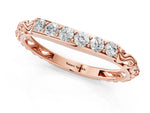 Rose gold Round Diamond Bar Set Eternity Band with Filigree Design_1