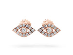 Rose gold Round Diamond Bezel Center Evil Eye Stud Earrings