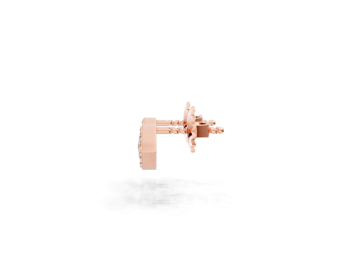 Rose gold Round Diamond Bezel Center Evil Eye Stud Earrings_1