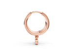 Rose gold Round Diamond Bezel Drop Huggie Hoop Earrings_1