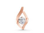 Rose gold Round Diamond Bezel-Set Leaf Pendant