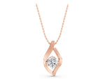 Rose gold Round Diamond Bezel-Set Leaf Pendant_1