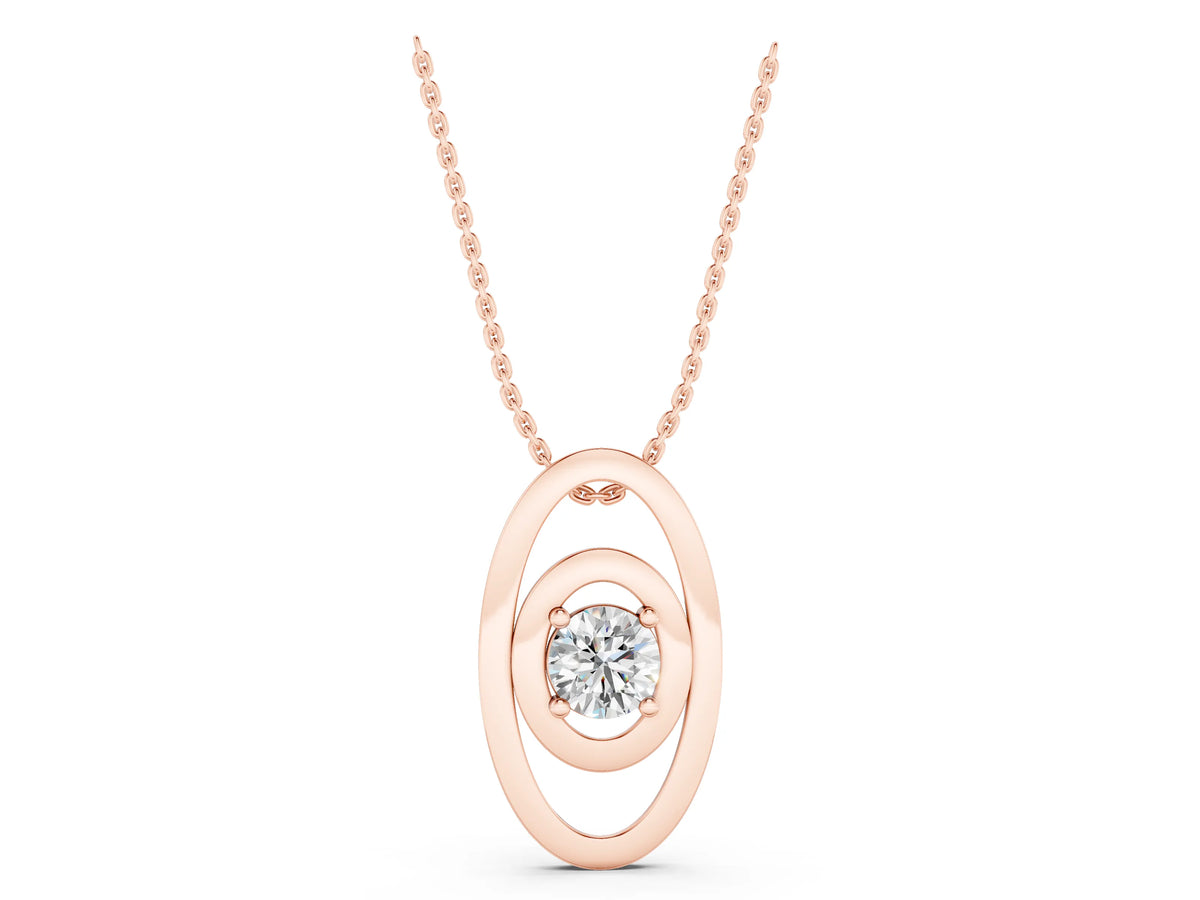 Rose gold Round Diamond Bezel Set Pendant with Double Halo_1