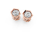Rose gold Round Diamond Bezel-Set Stud Earrings_1