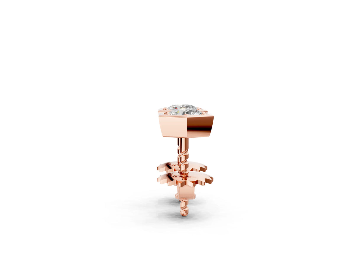 Rose gold Round Diamond Bezel-Set Stud Earrings_2