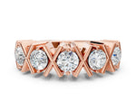 Rose gold Round Diamond Channel Set Band with X-Prong Detail