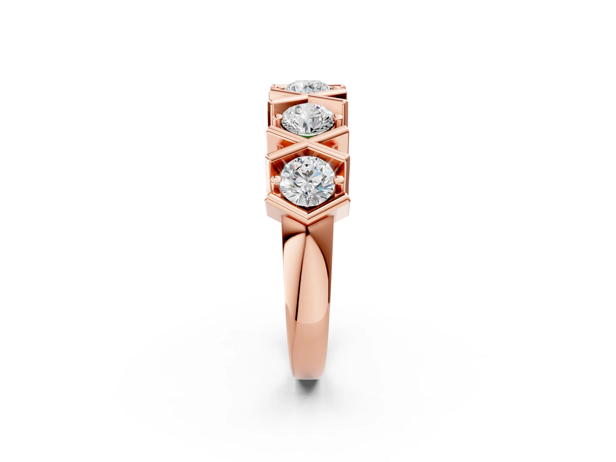 Rose gold Round Diamond Channel Set Band with X-Prong Detail_2