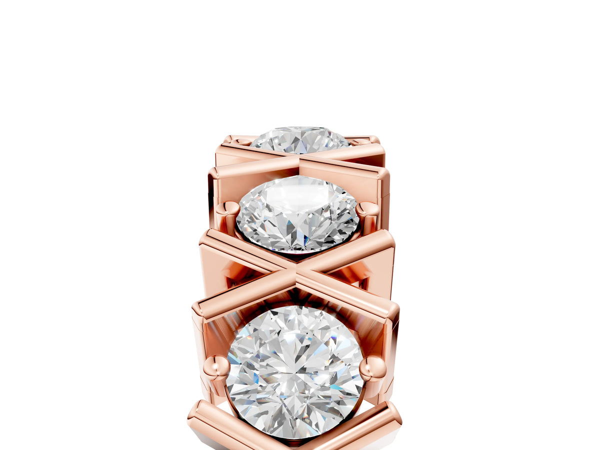 Rose gold Round Diamond Channel Set Band with X-Prong Detail_5