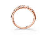 Rose gold Round Diamond Channel Set Curved Band with Bezel Setting_3
