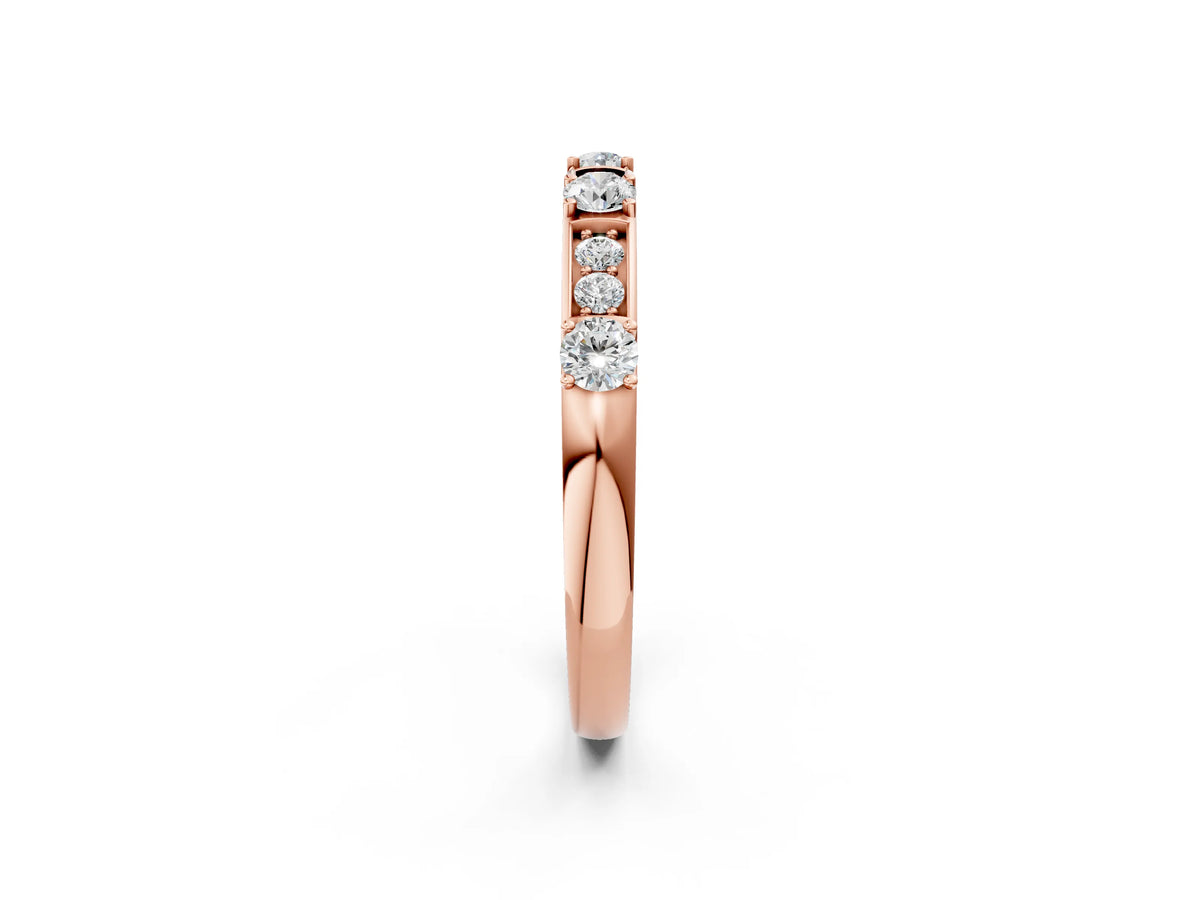 Rose gold Round Diamond Channel Set Eternity Band with Prong Setting_2