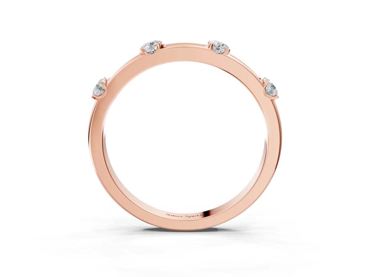 Rose gold Round Diamond Channel Set Eternity Band with Prong Setting_3