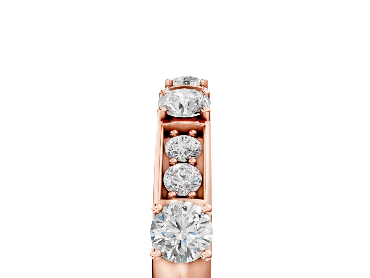 Rose gold Round Diamond Channel Set Eternity Band with Prong Setting_5