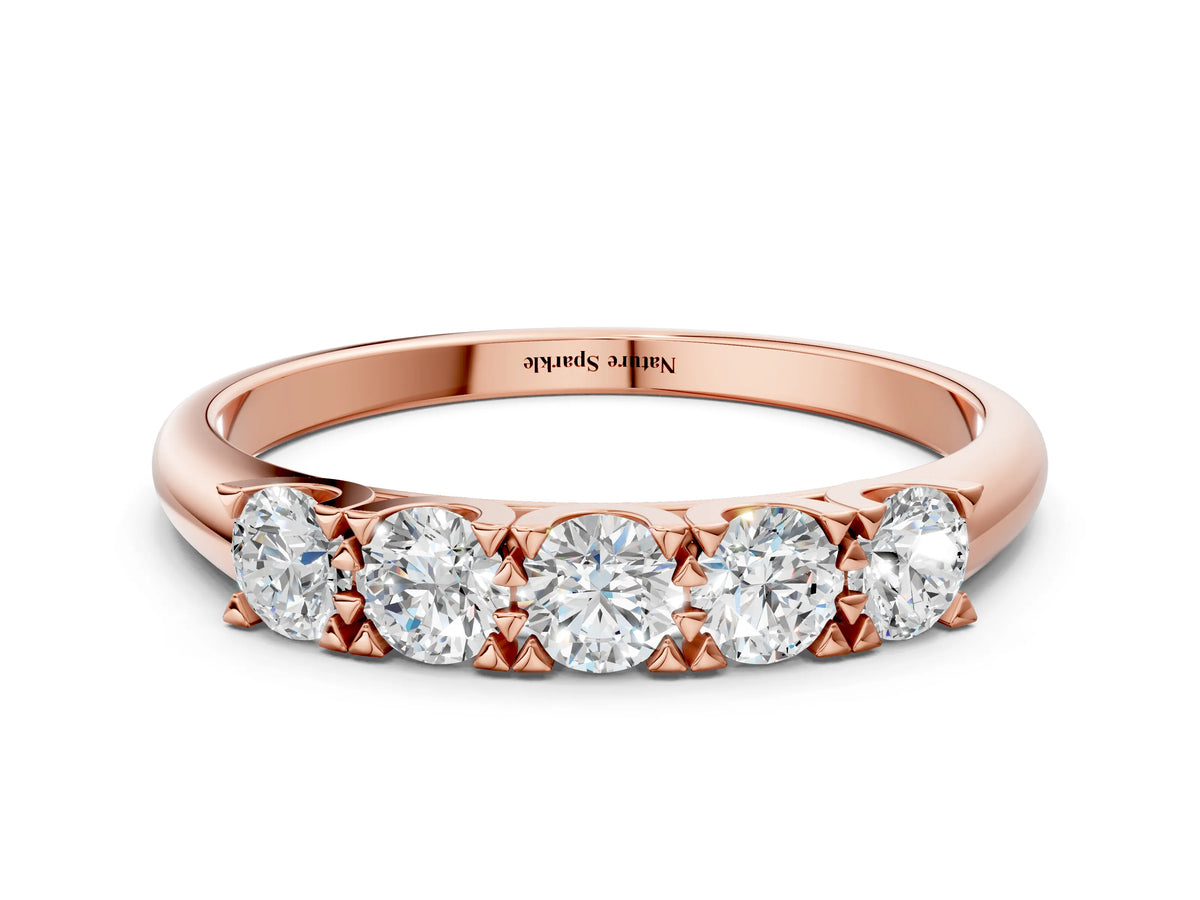 Rose gold Round Diamond Channel Set Half Eternity Band with Shared Prong Setting