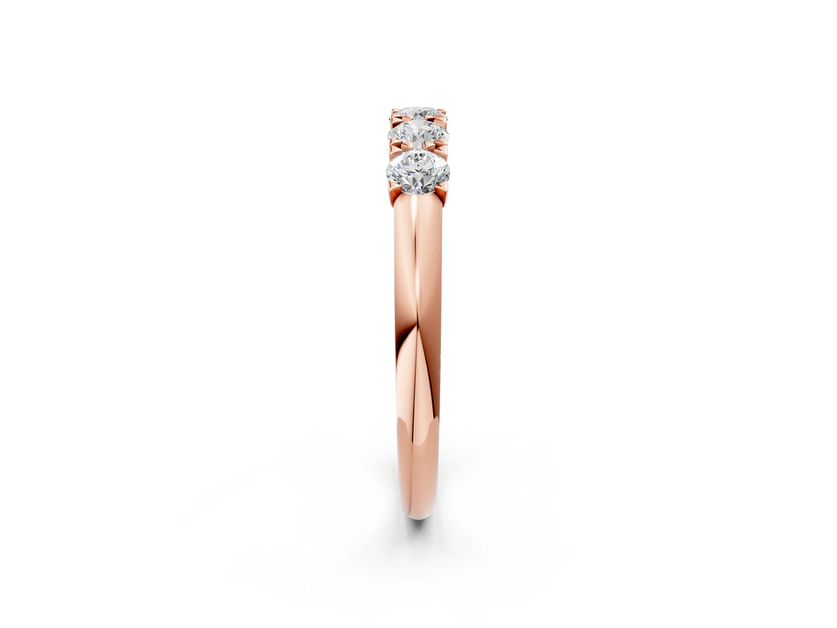 Rose gold Round Diamond Channel Set Half Eternity Band with Shared Prong Setting_2