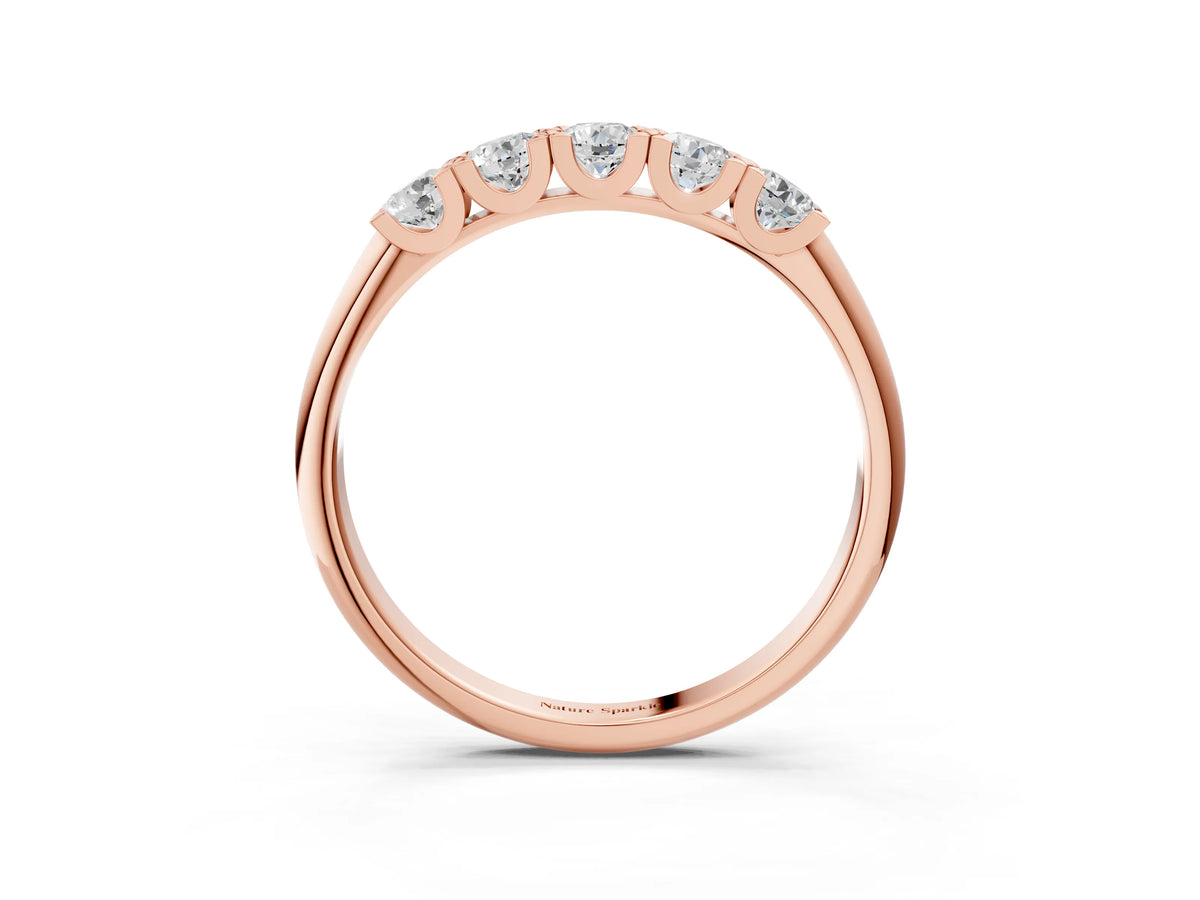 Rose gold Round Diamond Channel Set Half Eternity Band with Shared Prong Setting_3