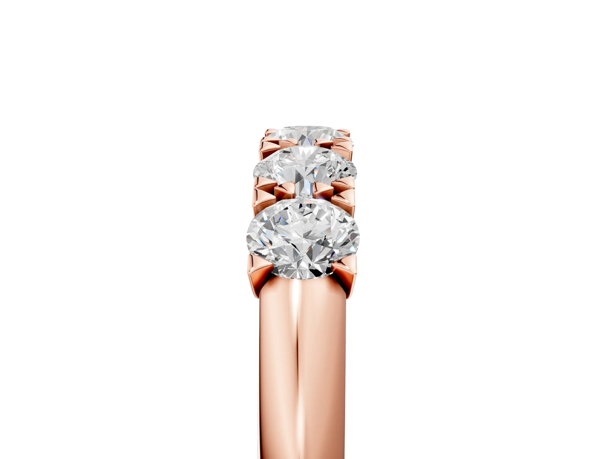Rose gold Round Diamond Channel Set Half Eternity Band with Shared Prong Setting_5