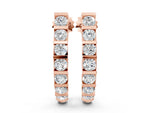 Rose gold Round Diamond Channel-Set Hoop Earrings with Bar Prong Setting