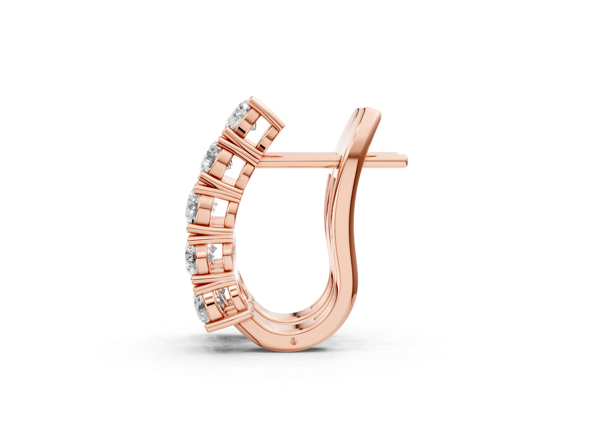 Rose gold Round Diamond Channel Set Hoop Earrings with Four-Prong Setting_1