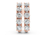 Rose gold Round Diamond Channel Set Hoop Earrings with Four-Prong Setting