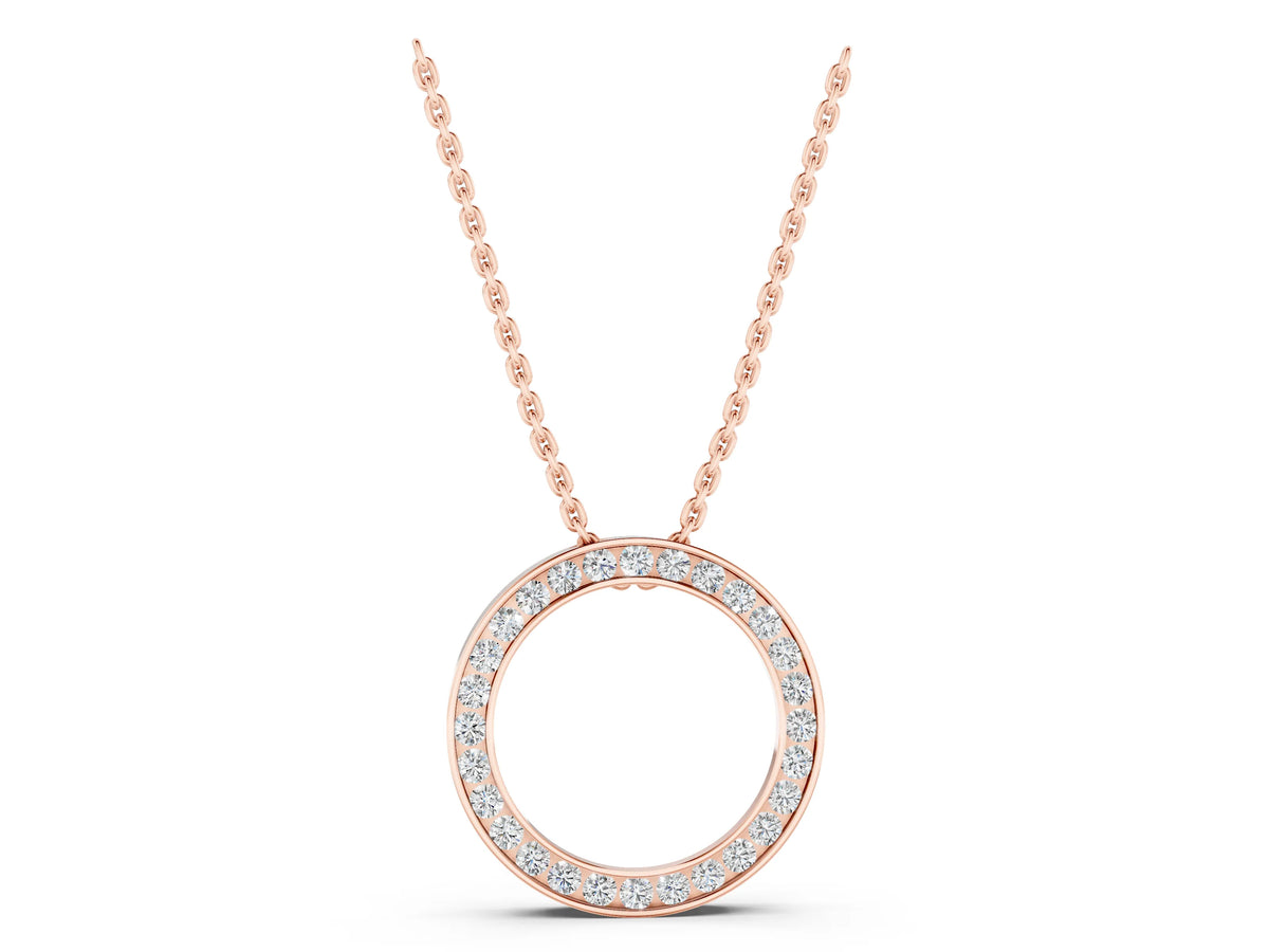 Rose gold Round Diamond Channel Set Pendant_1