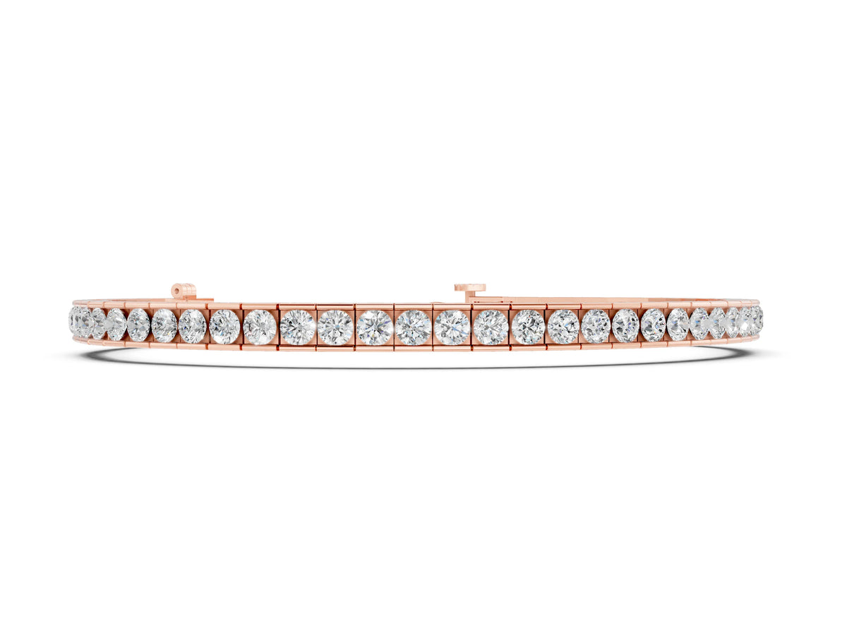 Rose gold Round Diamond Channel-Set Tennis Bracelet with Box Clasp