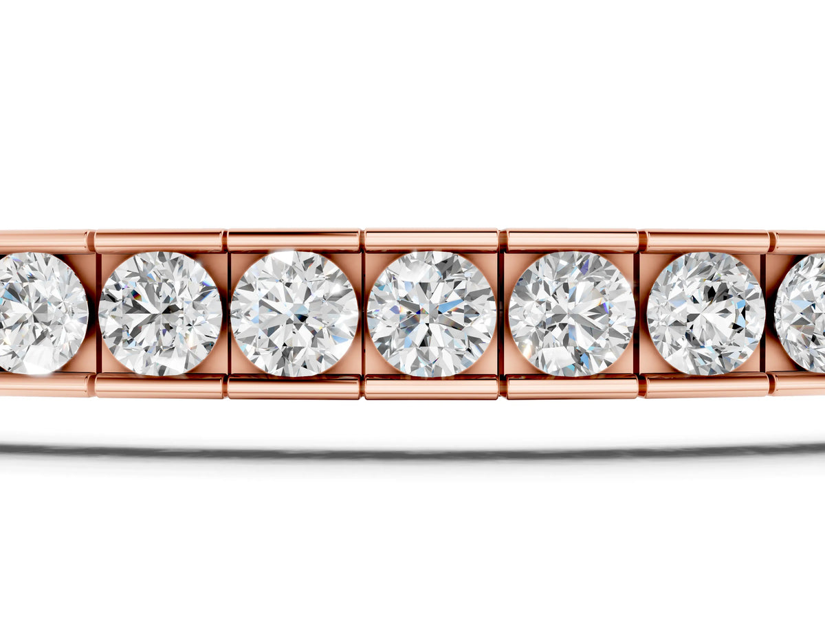 Rose gold Round Diamond Channel-Set Tennis Bracelet with Box Clasp_1