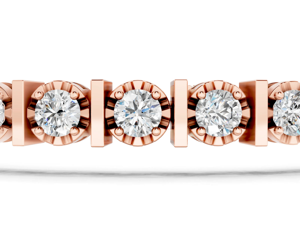Rose gold Round Diamond Channel Set Tennis Bracelet with Prong Setting_1