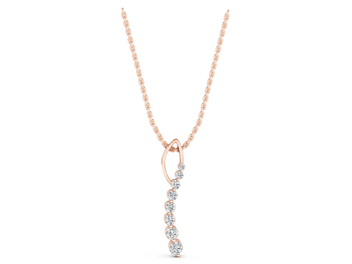 Rose gold Round Diamond Channel Set Vertical Bar Pendant_1