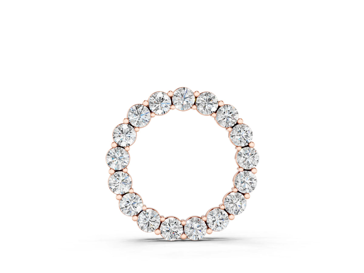 Rose gold Round Diamond Circle Pendant with Prong Setting