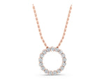 Rose gold Round Diamond Circle Pendant with Prong Setting_1