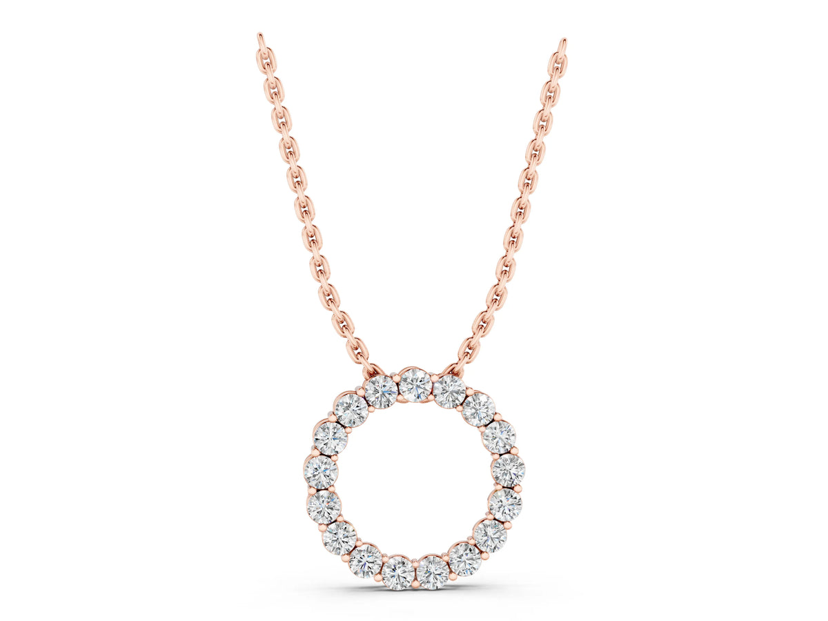 Rose gold Round Diamond Circle Pendant with Prong Setting_1
