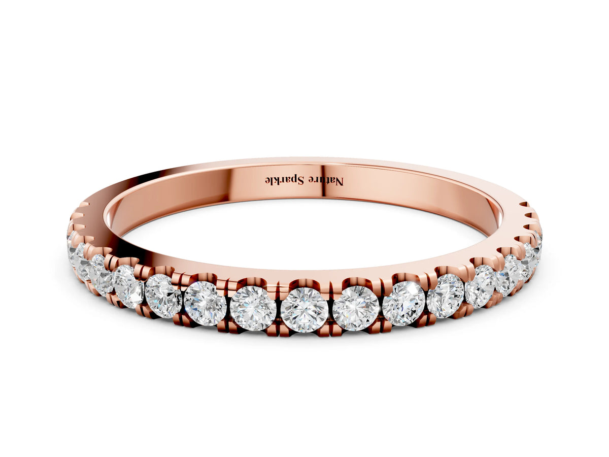 Rose gold Round Diamond Classic Half Eternity Band with Shared Prong Setting