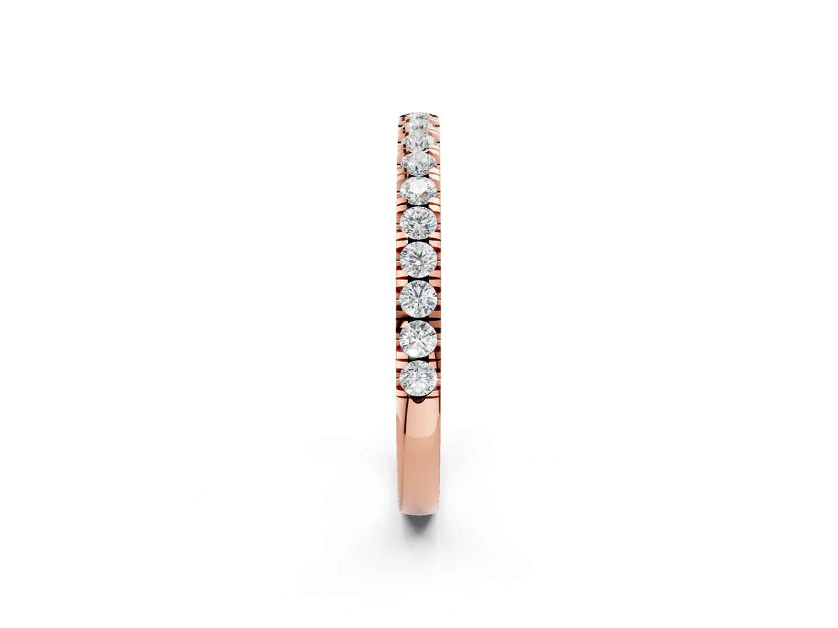 Rose gold Round Diamond Classic Half Eternity Band with Shared Prong Setting_2