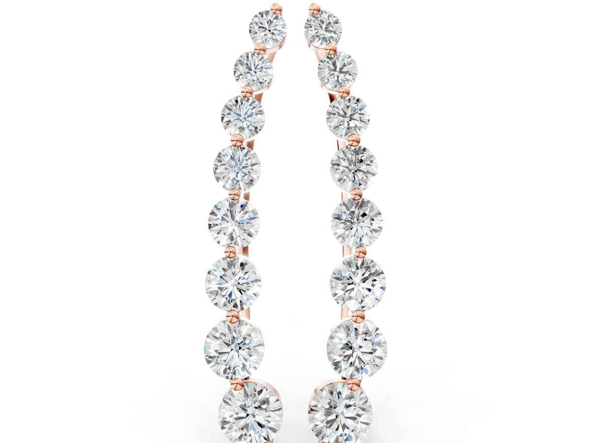 Rose gold Round Diamond Climber Earrings with Prong Setting on Curved Band