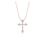 Rose gold Round Diamond Cluster Cross Pendant with Prong Setting_1