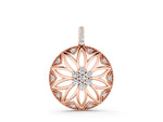 Rose gold Round Diamond Cluster Flower Pendant