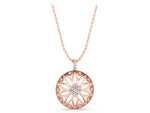 Rose gold Round Diamond Cluster Flower Pendant_1