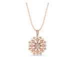Rose gold Round Diamond Cluster Milgrain Pendant_1