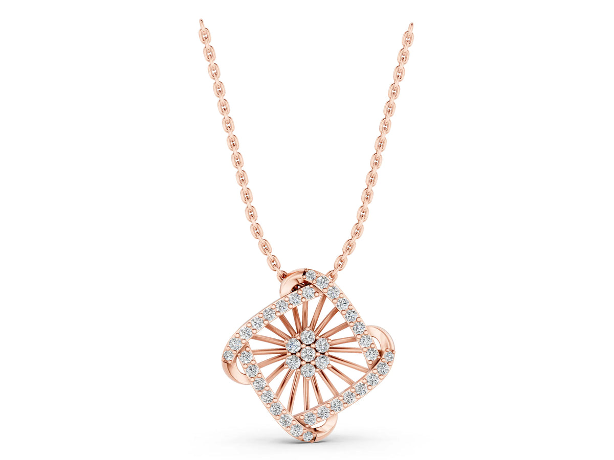 Rose gold Round Diamond Cluster Pendant with Prong Setting_1
