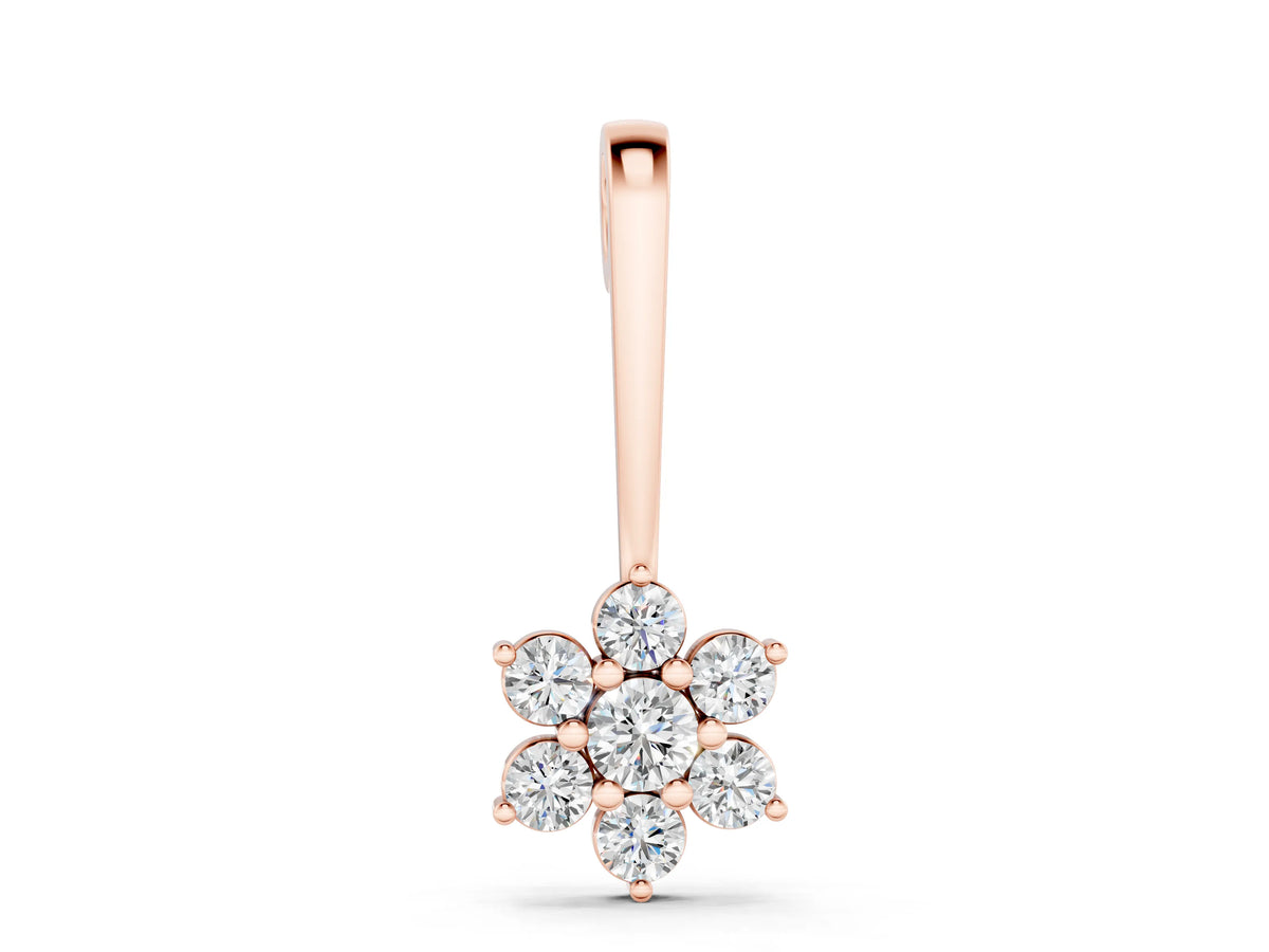 Rose gold Round Diamond Cluster Pendant with Six-Prong Setting