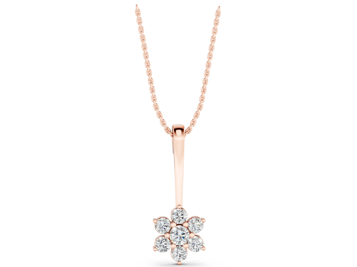 Rose gold Round Diamond Cluster Pendant with Six-Prong Setting_1