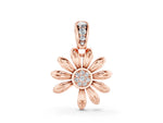 Rose gold Round Diamond Daisy Flower Pendant with Diamond Accents