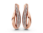 Rose gold Round Diamond Double Row Huggie Hoop Earrings