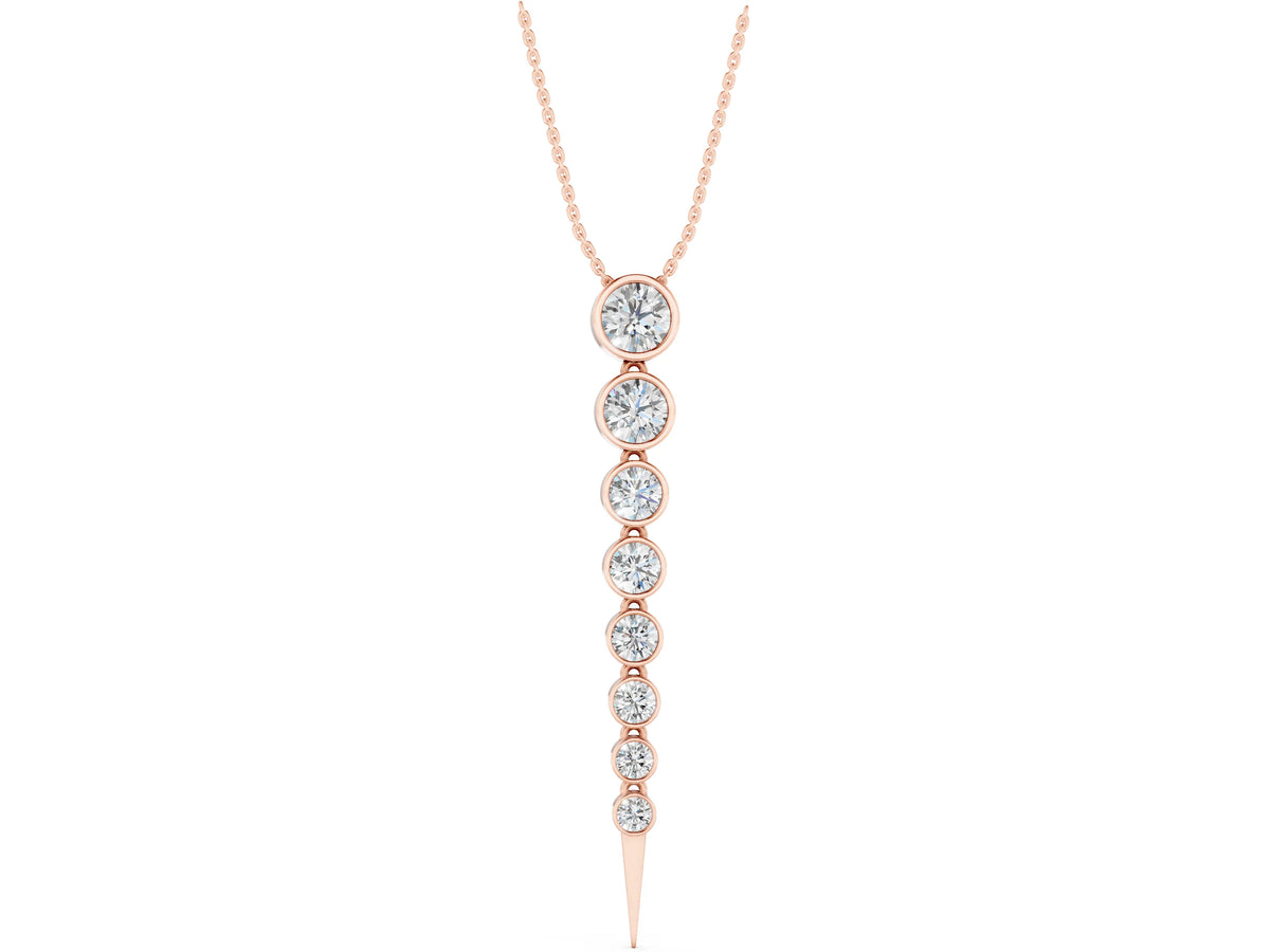 Rose gold Round Diamond Drop Necklace with Bezel Setting_1