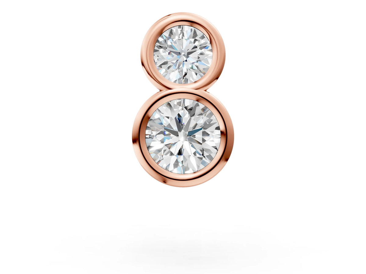 Rose gold Round Diamond Duo Flatback Earring