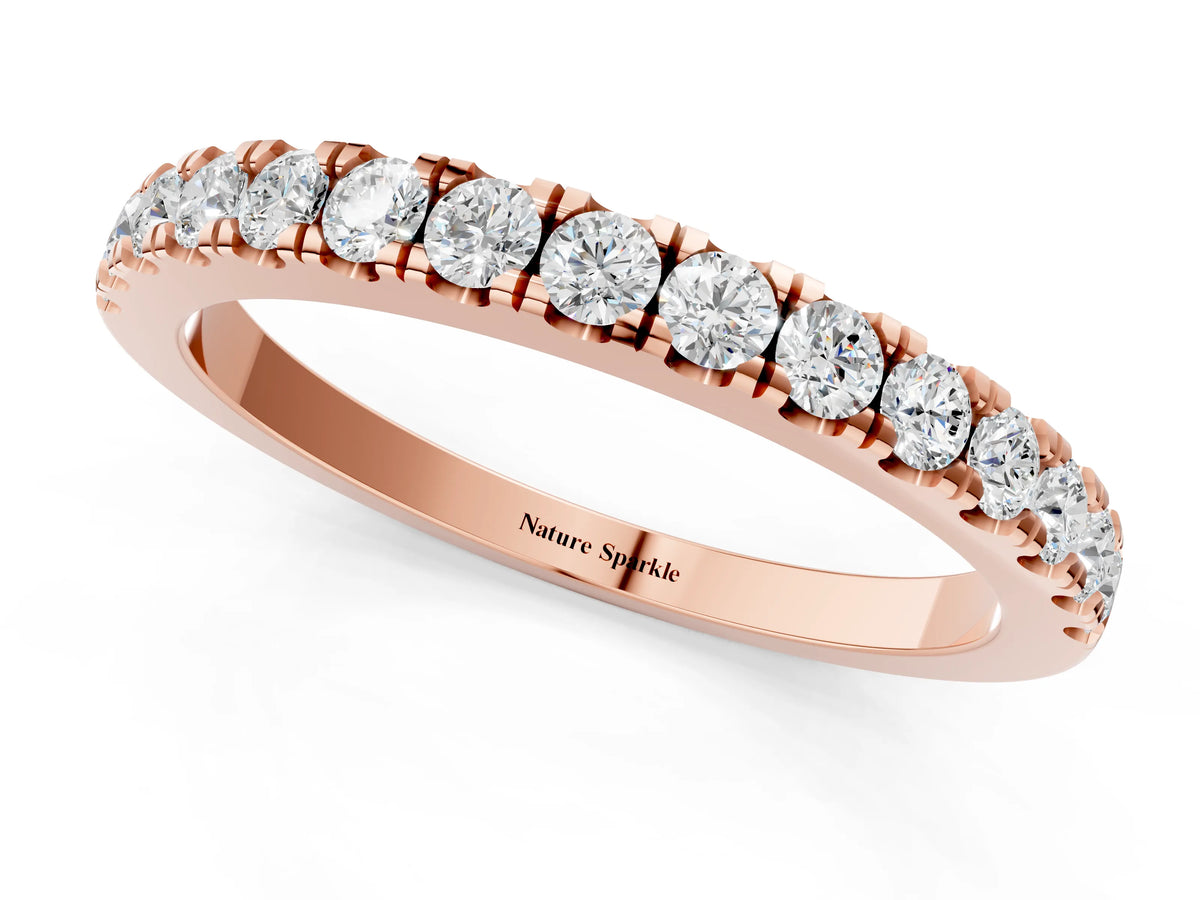 Rose gold Round Diamond Eternity Band with Prong Setting_1