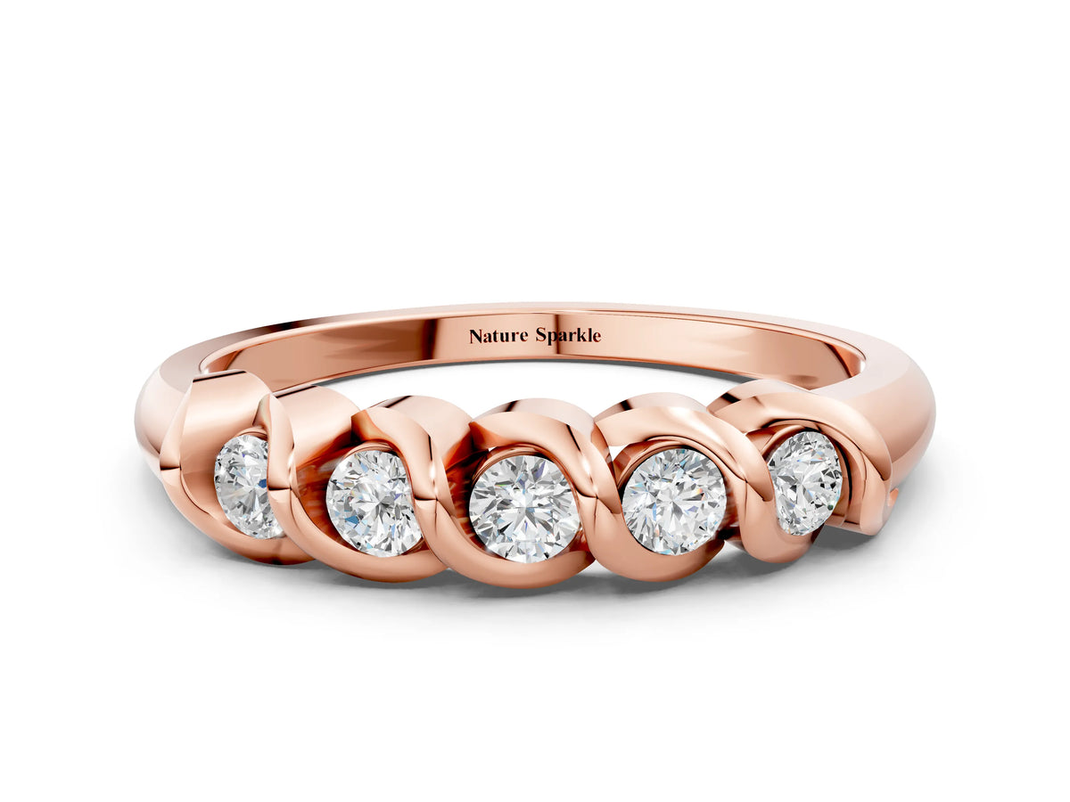 Rose gold Round Diamond Eternity Band with Twist Prong Setting
