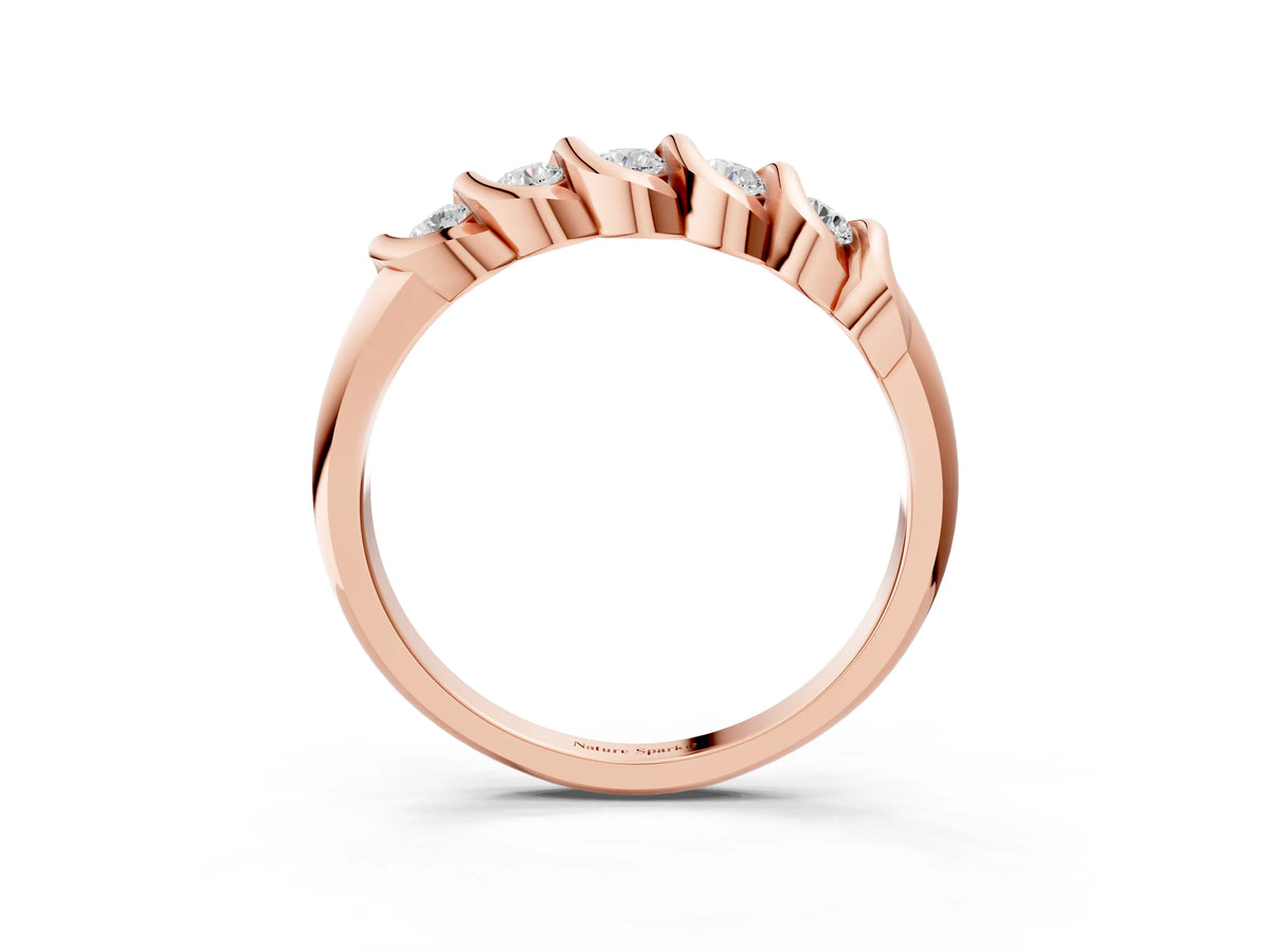 Rose gold Round Diamond Eternity Band with Twist Prong Setting_3